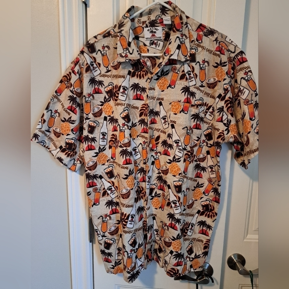 Malibu Caribbean Shirt  Button Up 100% COTTON Guinness Pro Pacific RESORT SZ LG